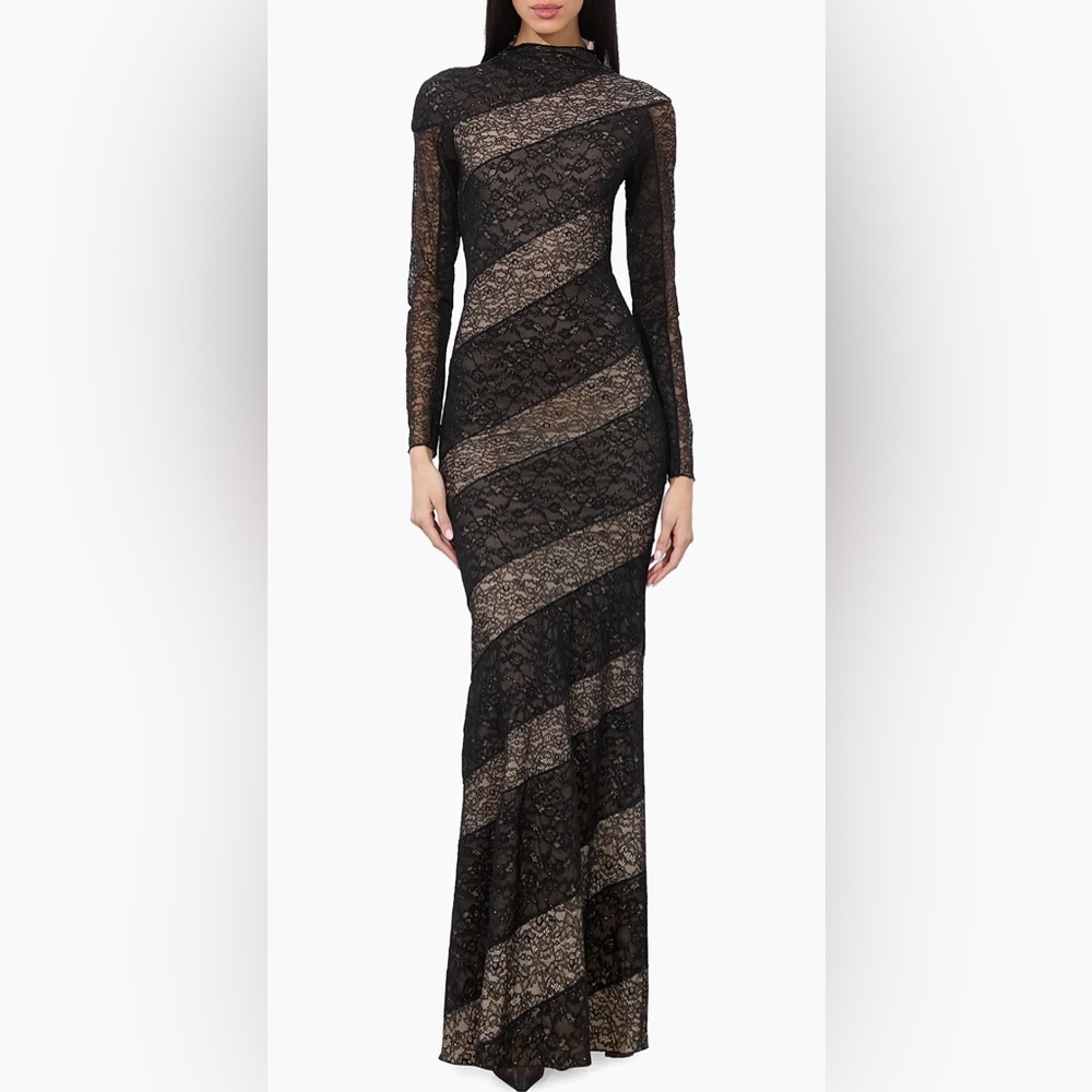 Alice + Olivia Long Sleeve Mock Neck Gown